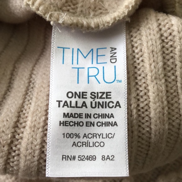 🐢Time and Tru Pullover Fringed Cable Knit turtle neck poncho sweater - Picture 9 of 13